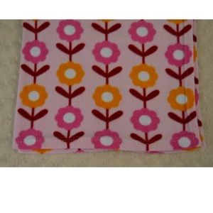 Safety 1st First Floral Baby Blanket Security Lovey Pink Orange Flowers White